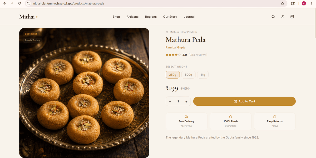 Mithai — Premium Indian Sweets E-Commerce screenshot 3