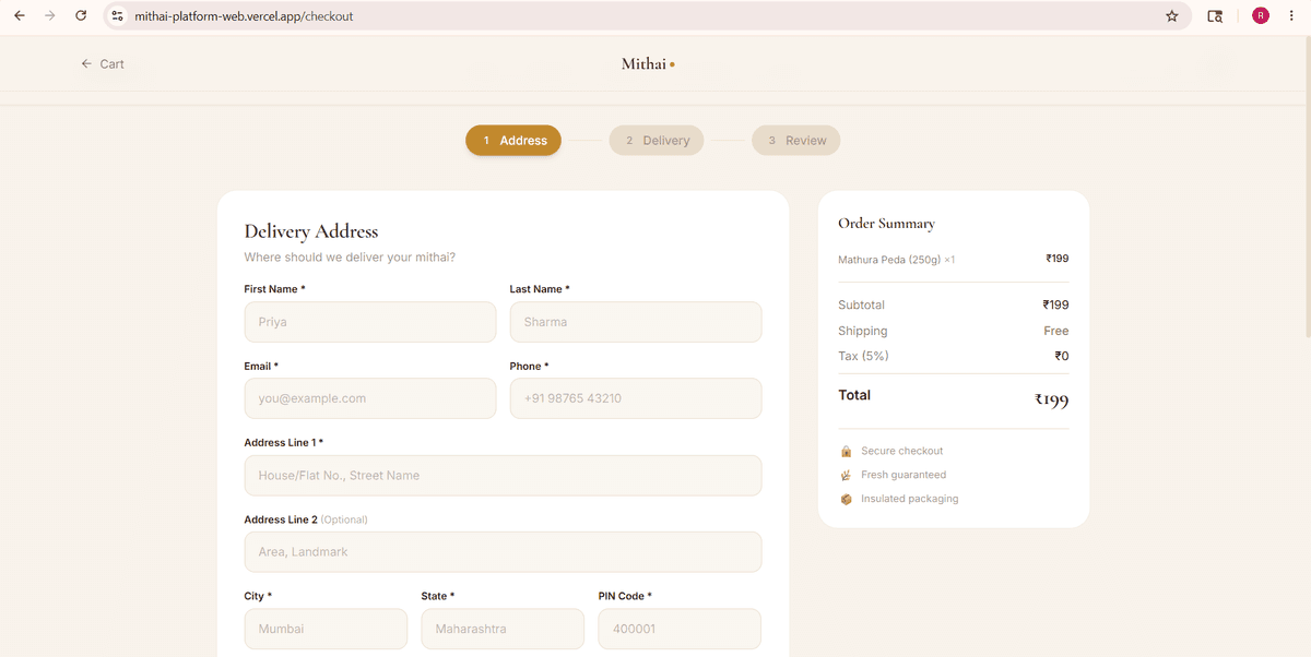 Mithai — Premium Indian Sweets E-Commerce screenshot 6